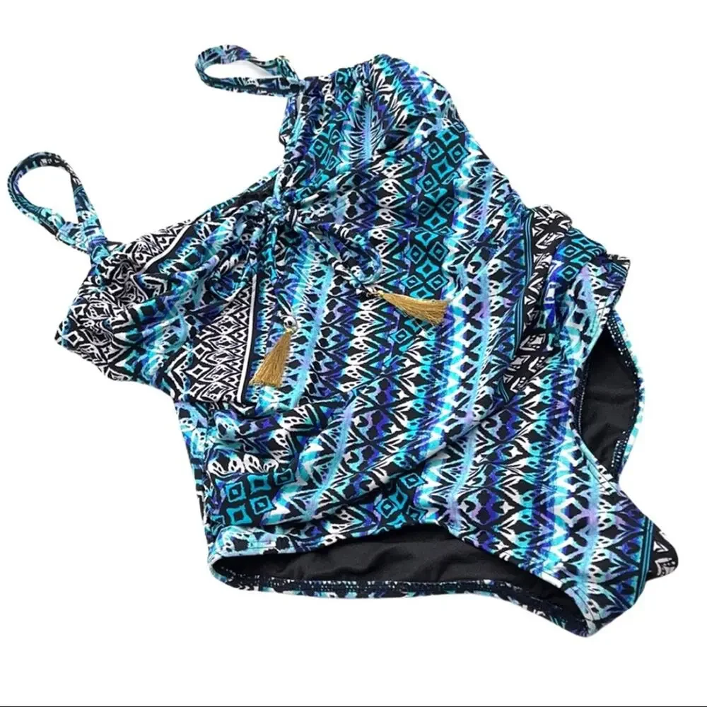 SWIMSUITS FOR ALL blue one piece women size 8DD/F